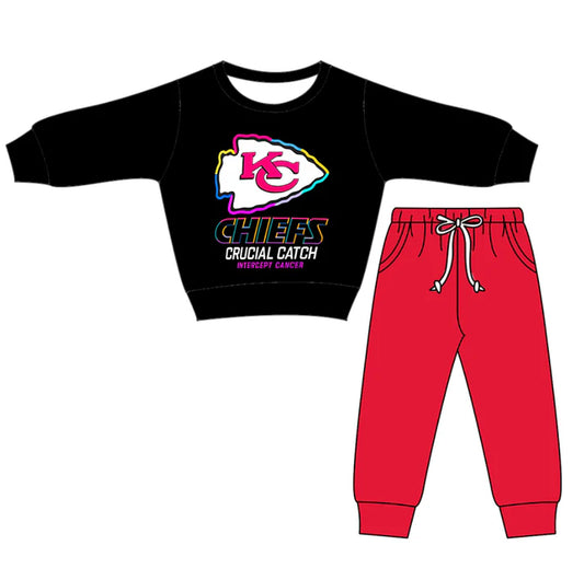 Preorder(moq 5)Baby Boys KC Chiefs Top Pockets Jogger Pants Team Clothes Sets 12.17