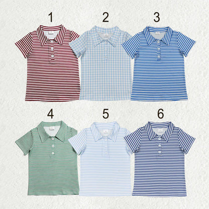 Sibling Baby Boys Short Sleeve Colorful Stripe Button Polo Shirts Tops