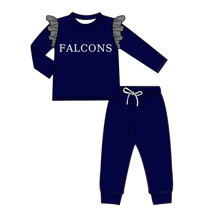 Preorder(moq 5) Baby Girls Clothes Navy Long Sleeves Pants Outfits