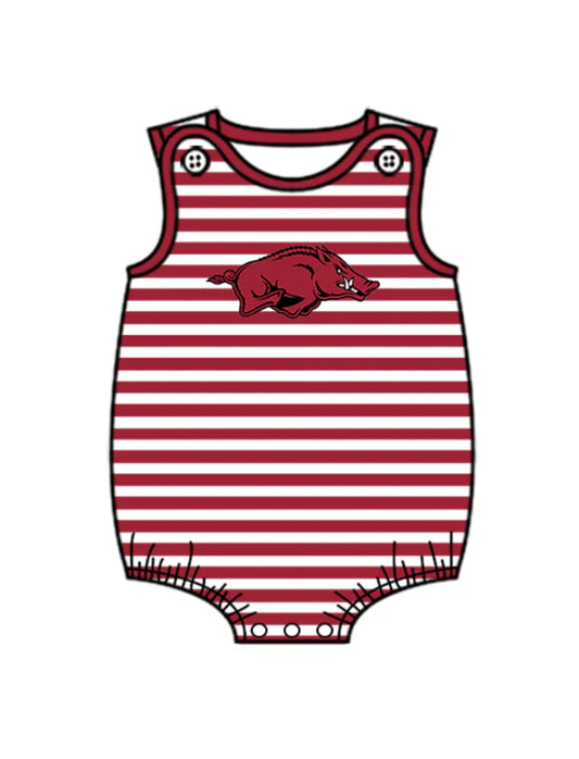 Preorder (moq 5)Baby Boys Red Stripe Bulls Team Rompers 12.24