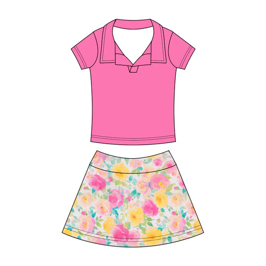 Preorder (moq 5)Baby Girls Button Pullovers Top Colorful Flowers Skirt Shorts Clothes Set 12.20
