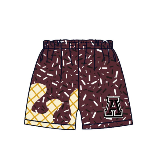 MOQ 5 pcs A maroon ice cream sprinkle kids boys team shorts 8.19