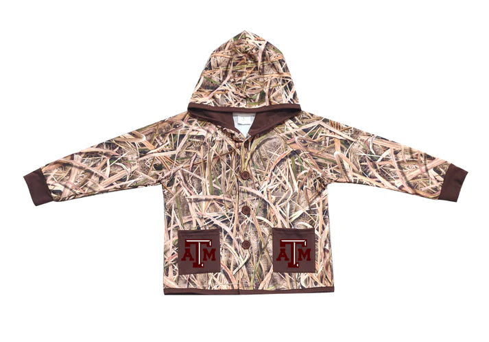 Preorder (moq 5)Baby Boys Khaki Leaves Camo ATM Pockets Team Button Hoodie Jackets Top 11.22