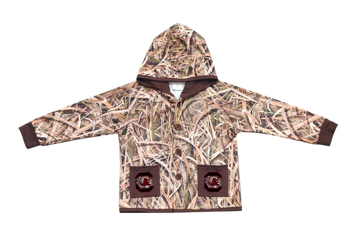 Preorder (moq 5)Baby Boys Khaki Leaves Camo Red Bulls C Pockets Team Button Hoodie Jackets Top 11.22