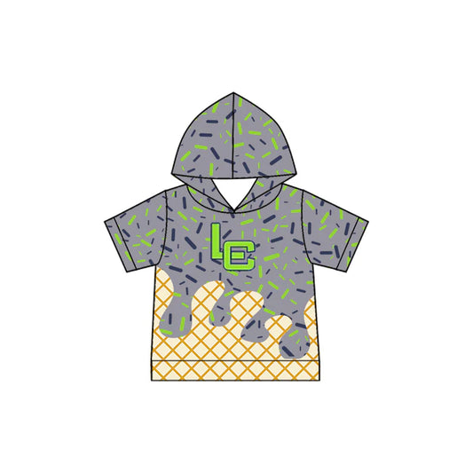 Preorder (moq 5)Baby Boys Green LC Sprinkles Team Short Sleeve Hooded Tops 7.25