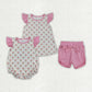 Sibling Baby Girls Park Flowers Checked Top Shorts Clothes Set Ruffle Rompers