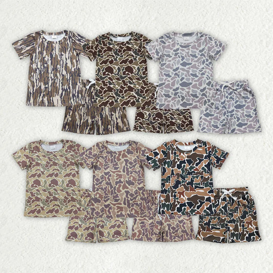 Sibling Clothing Baby Boys Short Sleeve Southern Camo Top Pockets Shorts Pajamas Clothes Sets