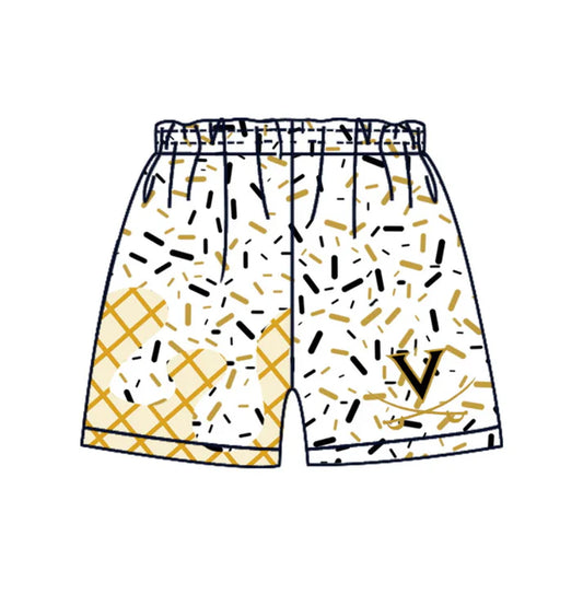 MOQ 5 pcs V white black ice cream sprinkle kids boys team shorts 8.19