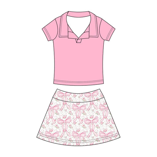 Preorder (moq 5)Baby Girls Button Pullovers Top Colorful Bows Flowers Skirt Shorts Clothes Set 12.19