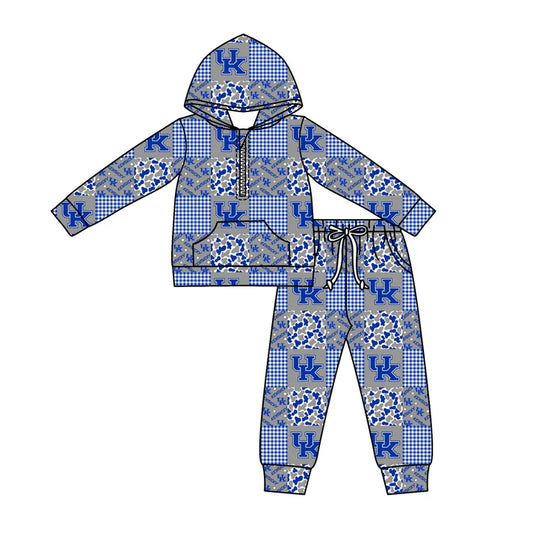 Preorder (moq 5)Baby Boys Camo UK Checked Zipper Pockets Hoodies Pants Team Clothes Sets 11.27