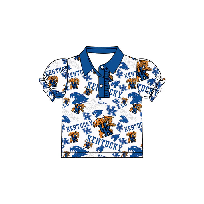 Preorder(moq 5)Baby Girls Kenturky Team Short Sleeve Tee Pullovers Polo Shirts Tops 7.22