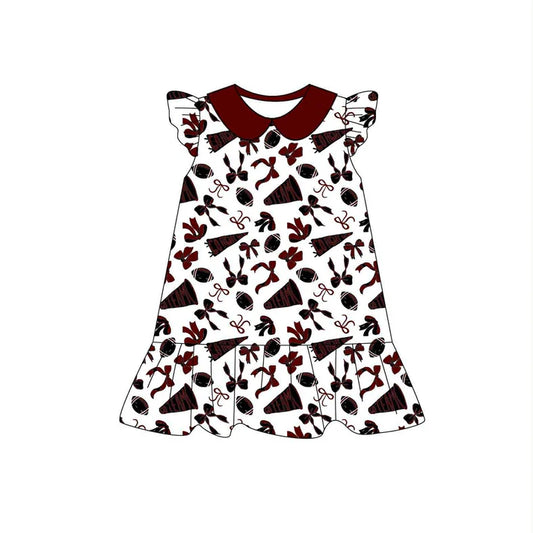 Preorder (moq 5)Baby Girls Gamecocks flutter sleeve Team Knee Length Dresses 8.1