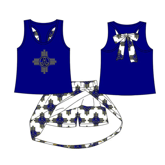 Preorder (moq 5)Baby Girls Blue JAL team Top Skirt Skort Sets 6.23