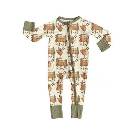 Preorder (moq 8)Baby Boys Deer Western Footie Rompers 9.24