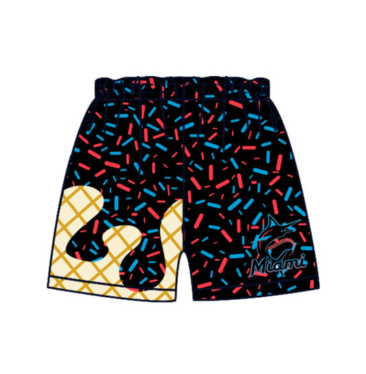 MOQ 5 pcs red blue ice cream sprinkle kids boys team shorts 8.19