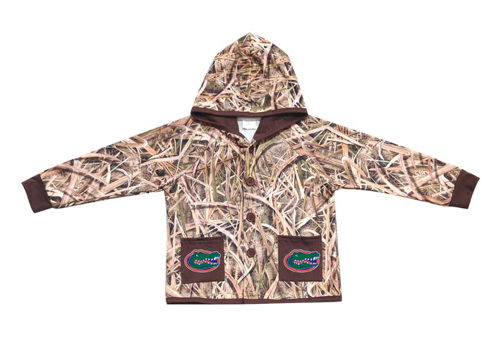 Preorder (moq 5)Baby Boys Khaki Leaves Camo Crocodiles Pockets Team Button Hoodie Jackets Top 11.22