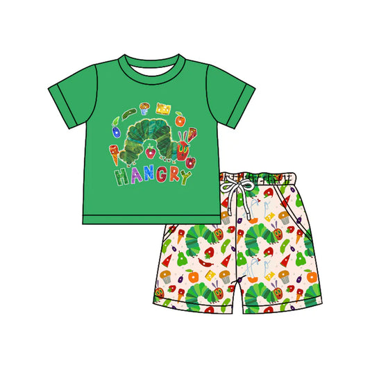Preorder moq 5 Baby Boys Green Short Sleeves Top Pocket Short Set 4.17