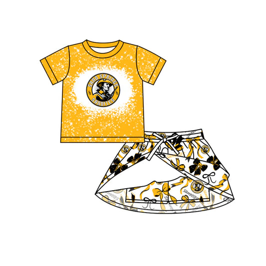 Preorder (moq 5)Baby Girls Sandites Top Bows Skirt Skort Team Sets 6.14