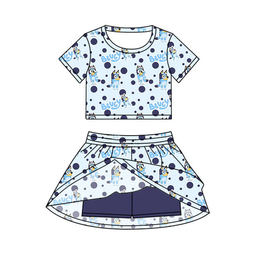 Preorder (moq 5)Baby Girls Cute Dogs Cartoon Top Skirt Skort Sets 6.19