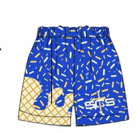 MOQ 5 pcs S C S blue ice cream sprinkle kids boys team shorts 8.19