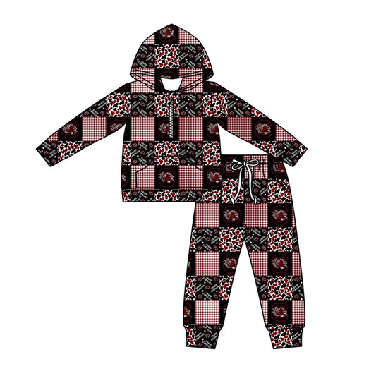 Preorder (moq 5)Baby Boys Camo C Bulls Checked Zipper Pockets Hoodies Pants Team Clothes Sets 11.27
