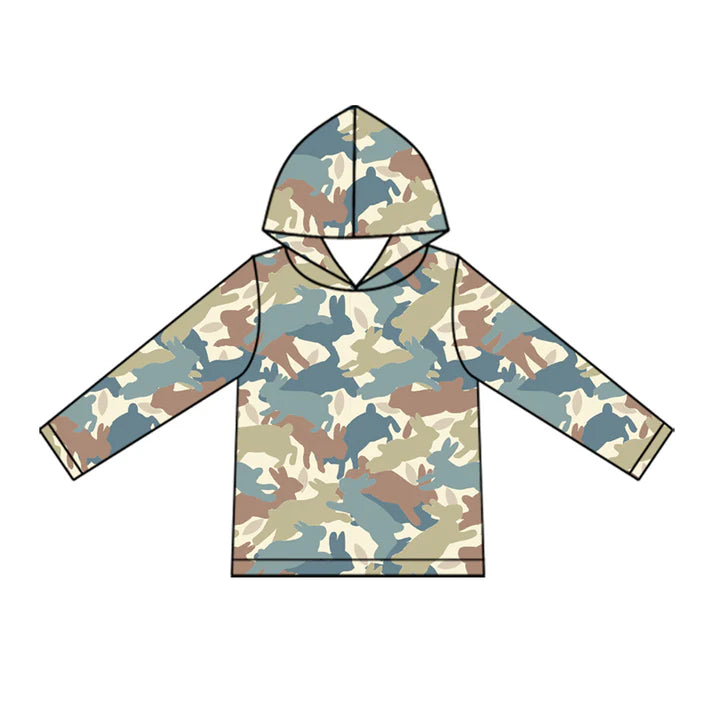 Preorder (moq 5)Baby Boys Southern Rabbits Camo Easter Hoodies Top 1.5