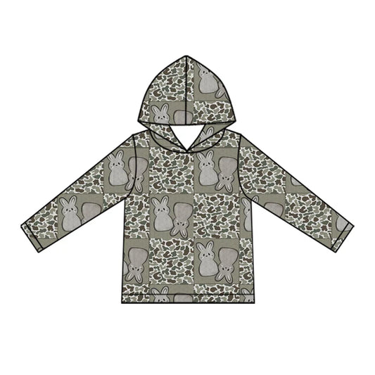 Preorder (moq 5)Baby Boys Southern Camo Rabbits Checked Easter Hoodies Top 1.5