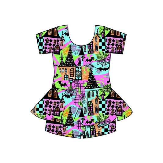 Preorder moq 5 Baby Girls Halloween Short Sleeves Top Shorts Sets 5.8
