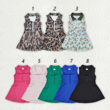 Sibling 8 Colors Baby Girls Dress Athletic Zip Active Wear Dresses