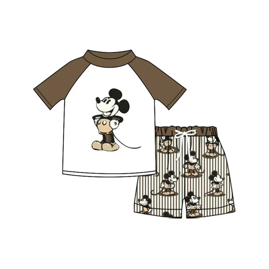 Preorder (moq 5)Baby Boys Cartoon Mouses Top Stripe Shorts Swimsuits Swimming Clothes Sets 1.10