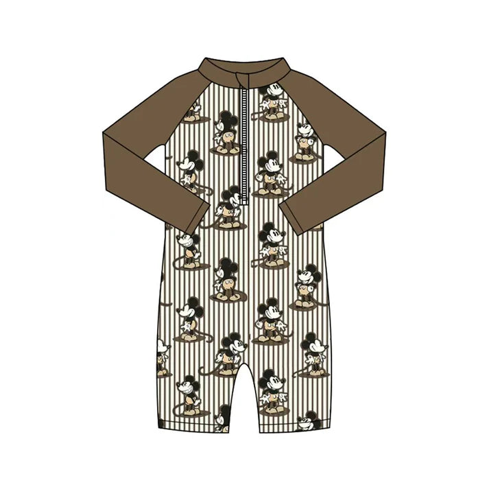 Preorder (moq 5)Baby Boys Long Sleeve Cartoon Mouses Stripe Zipper Pants Swimsuits 1.10