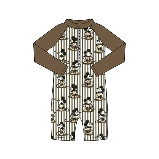 Preorder (moq 5)Baby Boys Long Sleeve Cartoon Mouses Stripe Zipper Pants Swimsuits 1.10