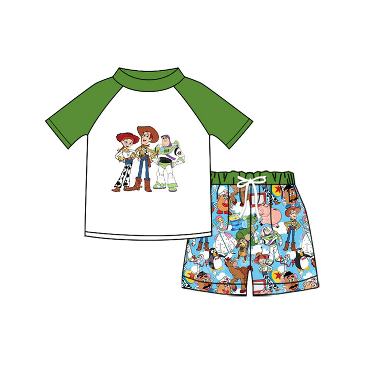 Preorder (moq 5)Baby Boys Cartoon Donkey Top Stripe Shorts Swimsuits Swimming Clothes Sets 1.10