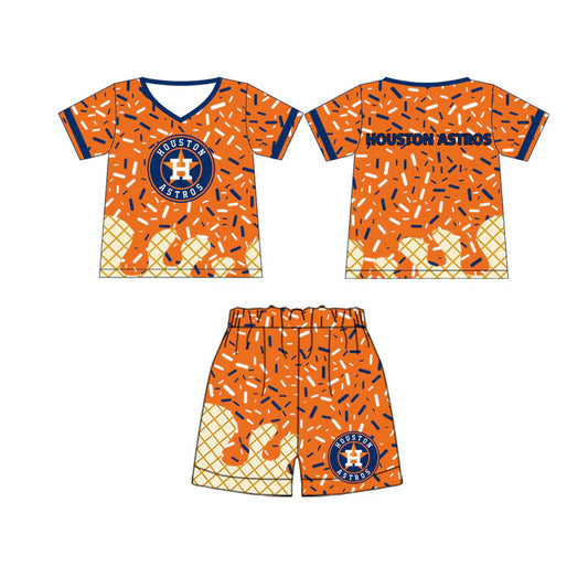 preorder(moq 5) Baby Boys Houston Astros Team Short Sleeve Tee Shirt Shorts Clothes Sets 5.29