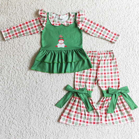 Boutique Christmas Kids Clothes Girls Outfits Snowman Cute Girls Clothing Set GLP0270