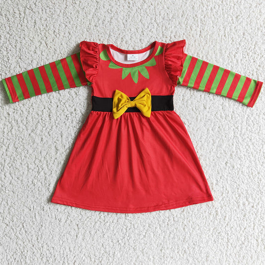 Cute Girls Dress Long Sleeve Christmas Baby Girls Boutique Dress GLD0144