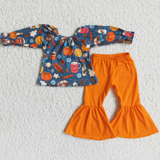 Boutique Baby Girl Clothes Set Pumpkin Kids Clothes Girls Fall Outfits 6 A2-29