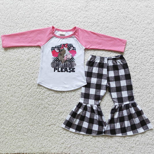 Boutique Girls Clothing Set Heifer Print Cute Fall Outfits 6 A25-29