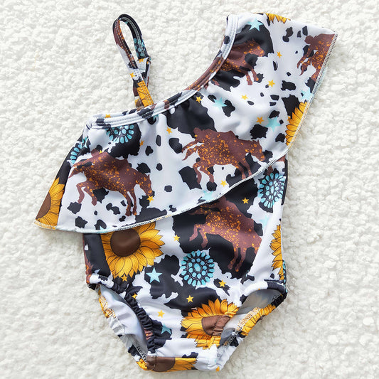 Baby Girls Swimsuit One Piece Western Ruffle Pieces Swimsuits S0045