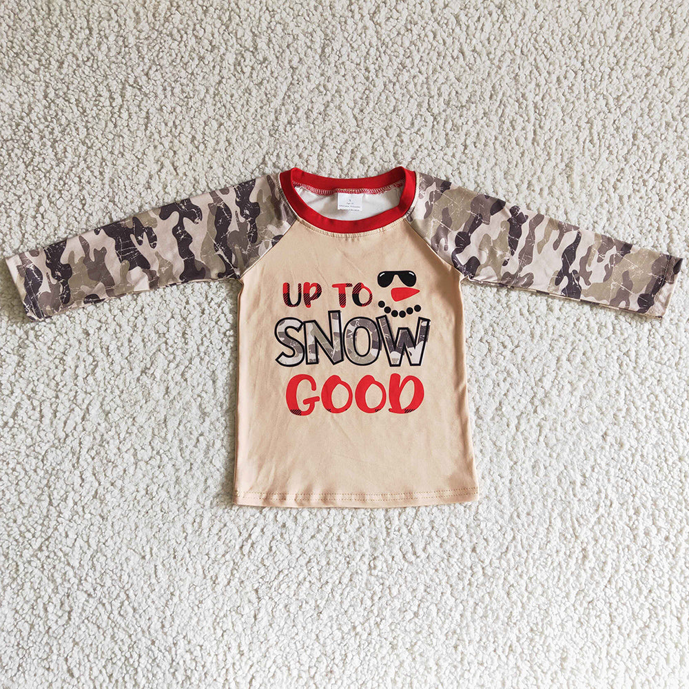 Boutique Boys T-shirt Christmas Baby Boy Clothes Top Snowman Print BT0097