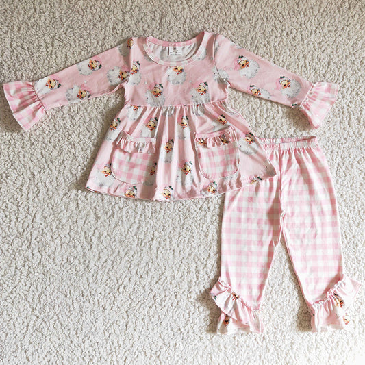 Santa Claus Girls Clothing with Pocket Christmas Boutique Baby Kids Outfits GLP0298