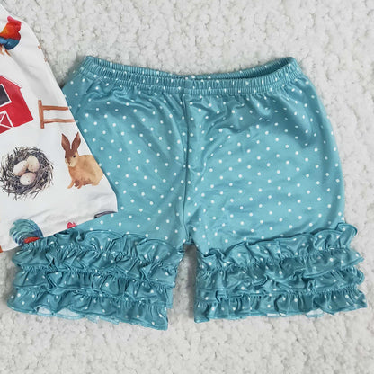 Fashion Baby Girl Clothes Summer Outfits Farm Print Cute Girl Clothes Set Wholesale Children Clothes Outfits B7-2