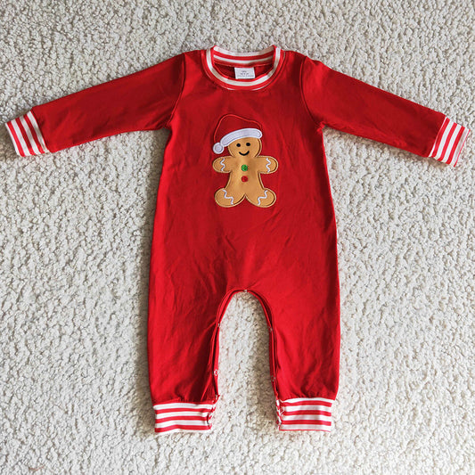 Gingerbread Embroidery Baby Boys Romper Christmas Kids Jumpsuit LR0195 LR0196