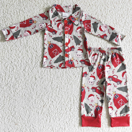 Hot Sale Baby Boys Pajamas Sleepwear Set Cow Print Christmas kids Pajamas BLP0143 GLP0349