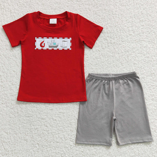 Summer Boys Clothes Cotton Embroidery Boutique Kids Sibling Outfits BSSO0144 GSSO0161