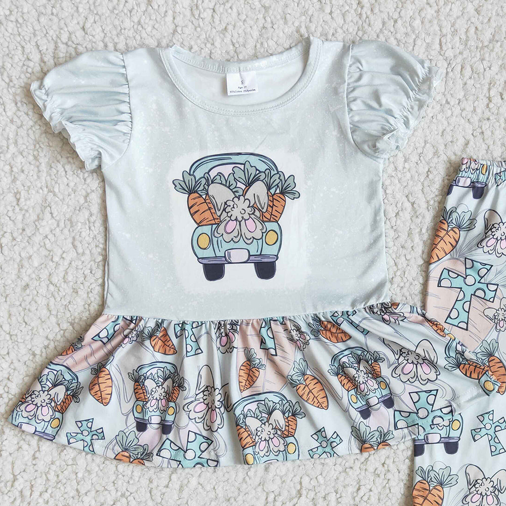 Easter Boutique Kids Clothes Girls Outfits Bunny Carrot Print Cute Baby Girl Clothes High Quality Fashion Girls Clothing Sets