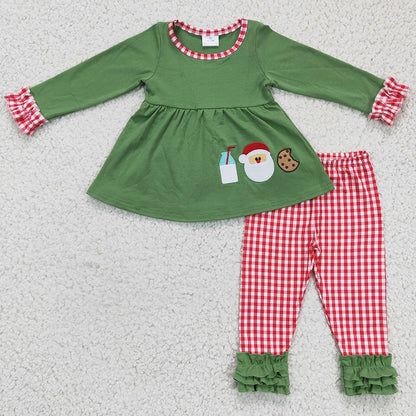 RTS Baby Girl Clothes Santa Claus Embroidery Boutique Girls Outfits GLP0356 LR0233