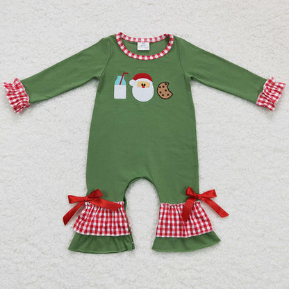 RTS Baby Girl Clothes Santa Claus Embroidery Boutique Girls Outfits GLP0356 LR0233