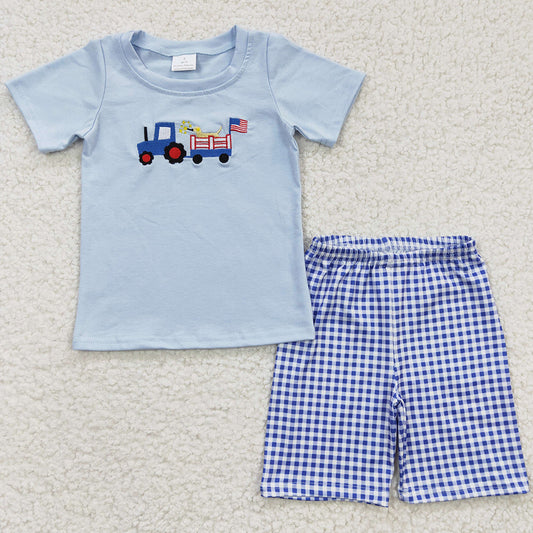 July 4th Boutique Boys Clothing Cotton Embroidery Summer Boys Outfits BSSO0195