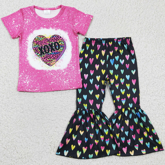 New Design Baby Girl Clothes Valentine's Day Love Girls Bell Bottom Outfits GSPO0379